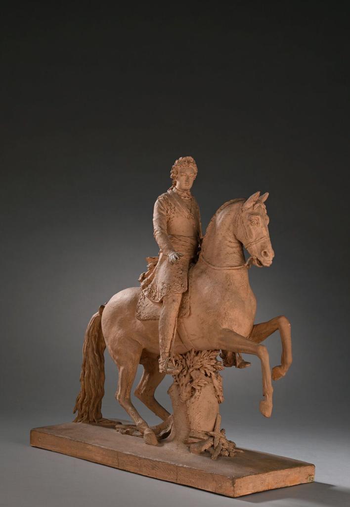 Pierre Cartellier (1757-1831), Louis XV au galop, 1817. Maquette en terre cuite patinée, premier projet, 36 x 32 x 14 cm. Vente Audap & Associés, 5 décembre 2024. Estimé : 80 000/100 000 €. Acheté pour 84 000 € (frais inclus) par le château de Versailles.